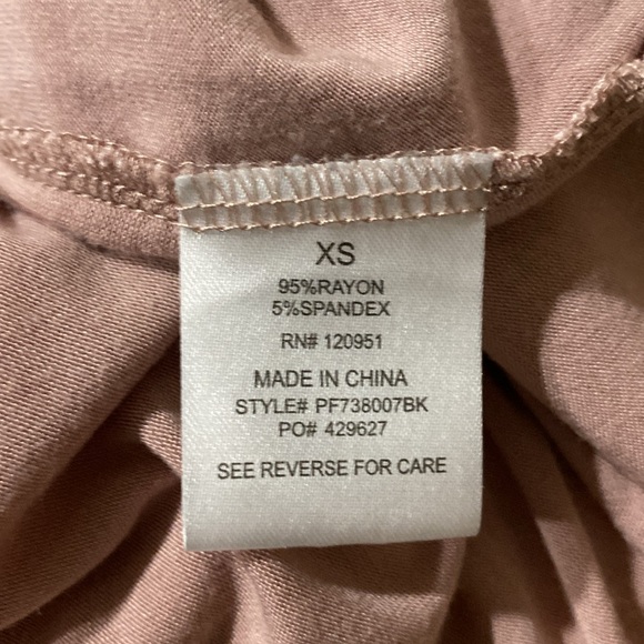 Dusty Rose Long Sleeve Top w/ Asymmetrical Straps, Size XS - Picture 6 of 6